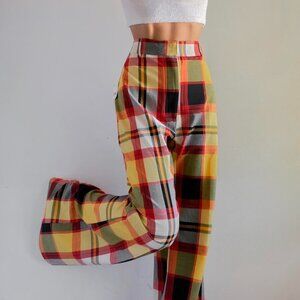 Free People Plaid Jules High-Waisted Flared Wide Leg Pants Size US 0 UK 4